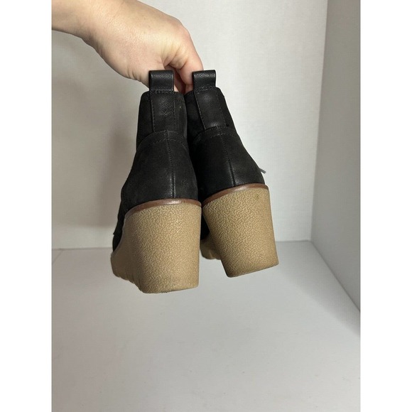 MIA Grant Black Lace Up Rubber Wedge Heel Ankle Bootie BootsY2K Chunky 6.5 - Picture 6 of 8